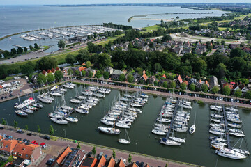 Drone overview photo of Medemblik, the Netherlands. This is a small town on the Ijsselmeer with...