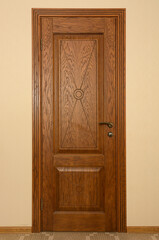 interior door brown background. layout. copy space.