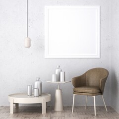 3D Mockup photo frame in Modern interior of living room