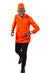 portrait of a handsome businessman running