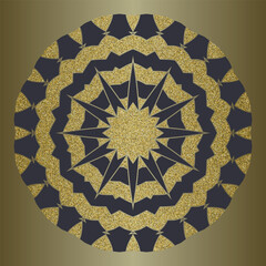 Luxury Gold mandala with gold glitter in ethnic style. Decorative background with vintage ornament. Oriental circular golden pattern. Arabic, Islamic, moroccan, asian, indian native african motif