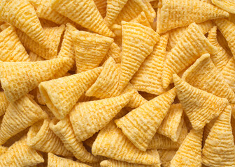 Heap of bugle finger corn snacks
