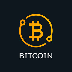 Cryptocurrency Bitcoin Logo Vector Template. Modern Bitcoin logo design. This design can be used for crypto trade, blockchain sites and apps.