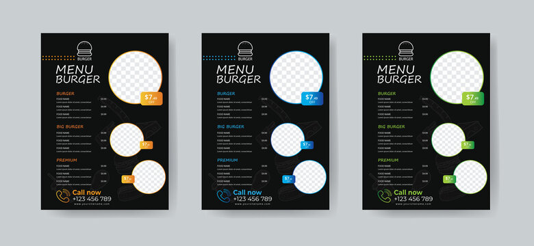 Restaurant menu design. Vector menu flyer template for cafe, coffee house, restaurant, bar. Food and drinks design. chalkboard background vector illustration design.