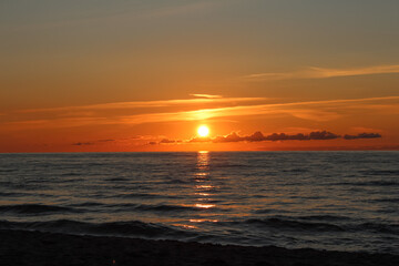 Beautiful sunset at the Polish seaside