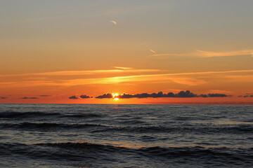 Beautiful sunset at the Polish seaside