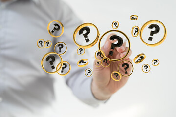 solving problem with digital question marks 3D rendering