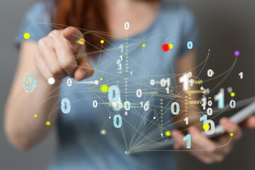 Big data and artificial intelligence concept. Machine learning and cyber mind domination