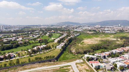 Fototapeta na wymiar Zapopan, Jalisco, Mexico. August 1st, 2021. Drone aerial view of the luxurious Zona Real zone in the amazing city of Guadalajara.