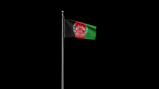 3D illustration Alpha channel of Afghan flag waving on wind. Afghanistan banner blowing smooth silk. Cloth fabric texture ensign background. Use it for national day and country occasions concept.-Dan