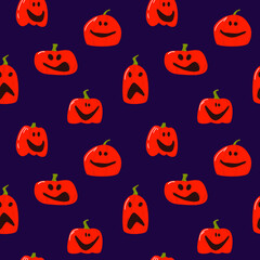 evil halloween pumpkins seamless pattern
