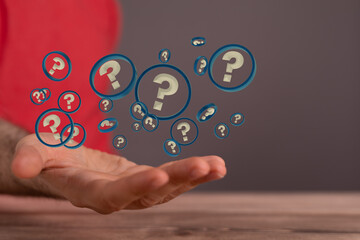 colored question marks background concept. 3D Rendering.