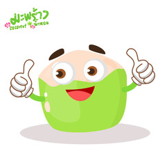 Obraz premium Coconut on White Background Vector