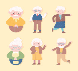grandparents cartoon set