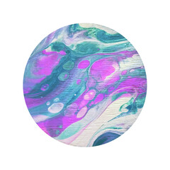 Colored circle with wood texture. Technique fluid art. Background for printing.