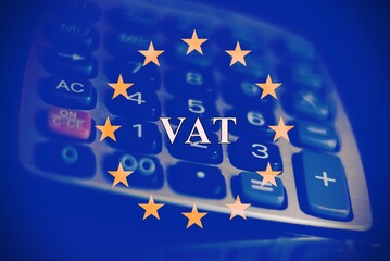 European flag with a calculator as background, with the text 