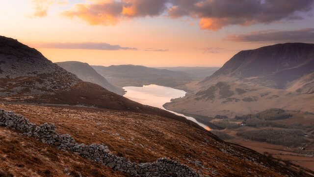Sunset over Crummock water.