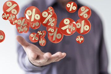 Percent sign 3d symbol modern in hand