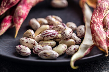 Cranberry beans. Beans pods