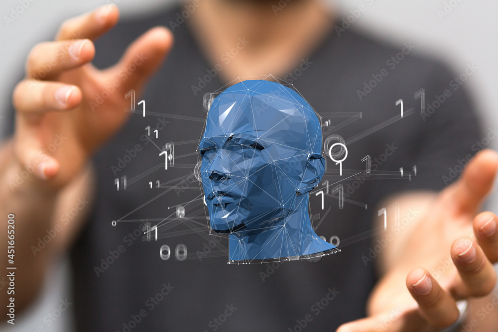 Poster human head and brain.deep learning , machine learning and artificial intelligence , ai technology,