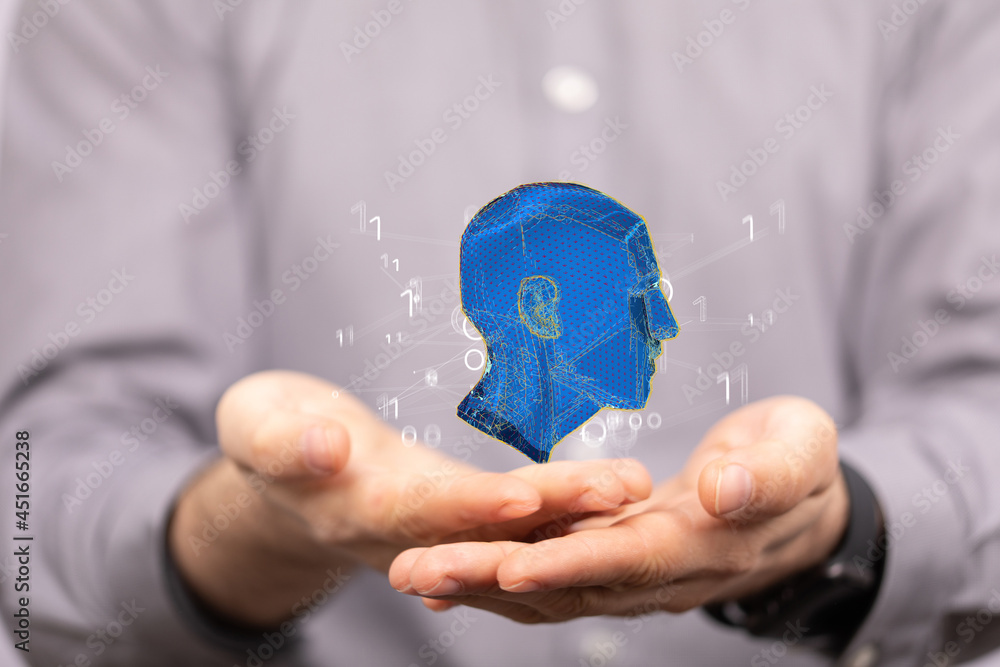Poster human head and brain.deep learning , machine learning and artificial intelligence , ai technology,