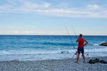 fishing on the beach