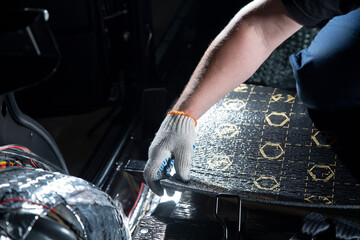 Sound insulation of the car. Installation of sound insulation material on the car.
