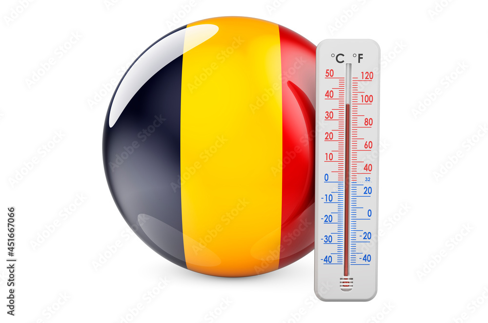 Poster chadian flag with thermometer. 3d rendering