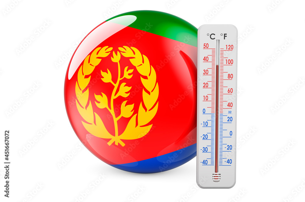 Poster eritrean flag with thermometer. 3d rendering