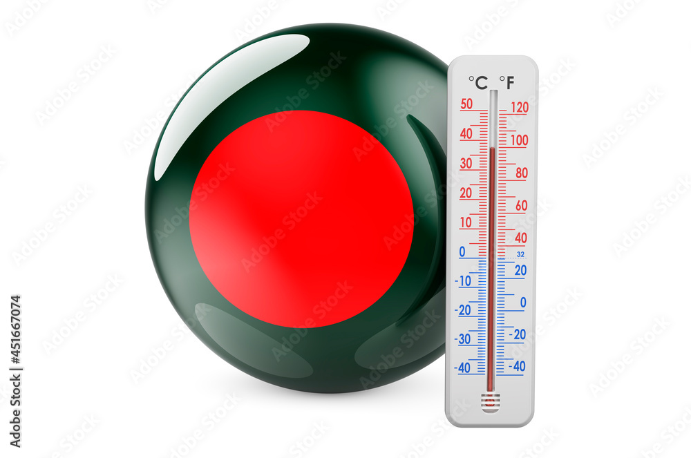 Poster bangladeshi flag with thermometer. 3d rendering