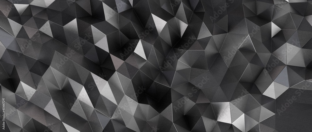 Aufkleber close up detail of abstract modern metallic triangular wall pattern. silver triangle geometric art w