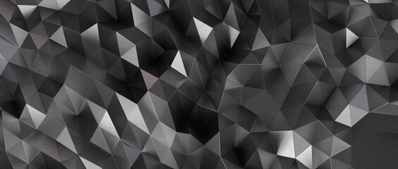 Close up detail of abstract modern metallic triangular wall pattern. Silver triangle geometric art...