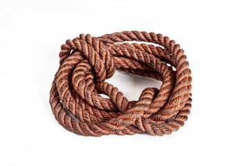 Small coil of rope isolated on a white background