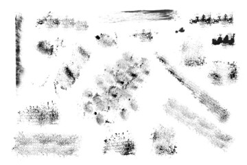 Basis for brushes in Grunge style. Abstract graphics set black and white