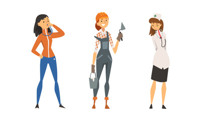 Obraz premium Woman Engaged in Different Profession as Gender or Sexual Equality Vector Set