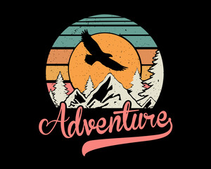 Adventure t-shirt, T-shirt, Vintage design, Vintage t-shirt design, Illustration, Graphics and more
