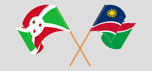 Fototapeta premium Crossed and waving flags of Burundi and Namibia