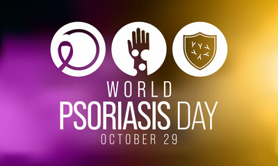 World Psoriasis day is observed every year on October 29, it is a skin condition that causes red, flaky, crusty patches of skin covered with silvery scales. Vector illustration - obrazy, fototapety, plakaty
