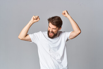 man in white t-shirt fun dance entertainment lifestyle happy