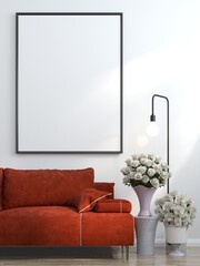 3D Mockup photo frame in Modern interior of living room