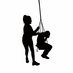 children swinging, body silhouette vector
