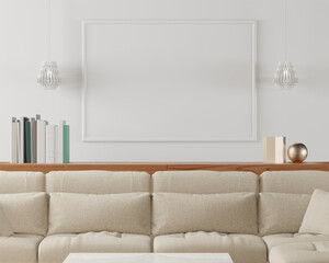 3D Mockup photo frame in Modern interior of living room
