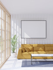3D Mockup photo frame in Modern interior of living room