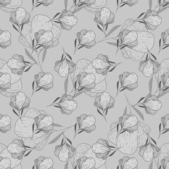 Seamless pattern of watercolor flowers. Hand-drawn illustration
