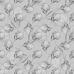 Seamless pattern of watercolor flowers. Hand-drawn illustration