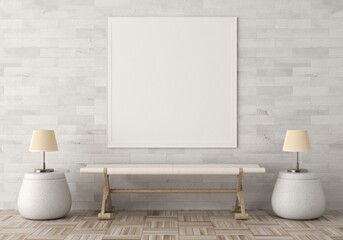 3D Mockup photo frame in Modern interior of living room