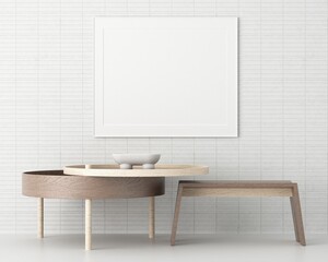 3D Mockup photo frame in Modern interior of living room