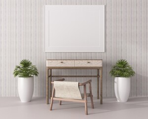 3D Mockup photo frame in Modern interior of living room