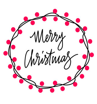 merry christmas wreath garland drawing card