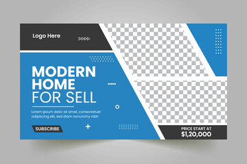 Real Estate Youtube Thumbnail Template Design and Web Banner